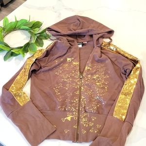 Girls Brown and Gold Horse Jacket